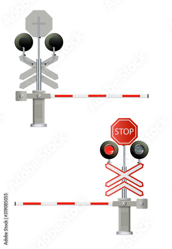 traffic light, Railway barriers close isolated on white background, design concept for start up, business solutions,development and innovation, creativity,