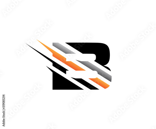 Abstract Initial Letter B Fast Technology logo icon vector design concept.