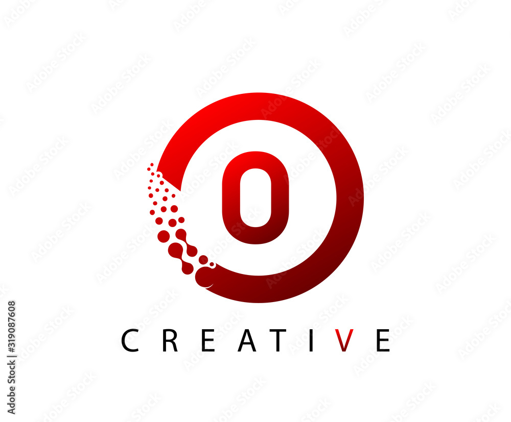 Circle O Letter Digital Network , abstract red O dotted logo design. Circle O Letter Digital Network , abstract red O dotted logo design.