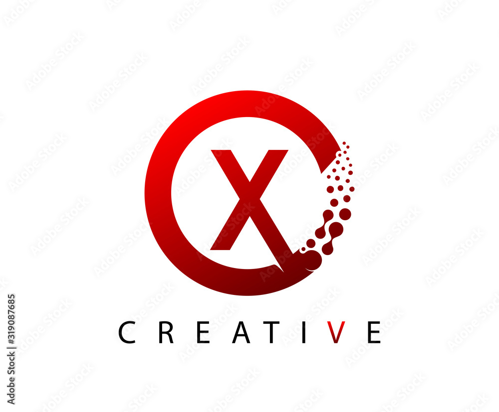 Circle X Letter Digital Network , abstract red X dotted logo design. Circle X Letter Digital Network , abstract red X dotted logo design.