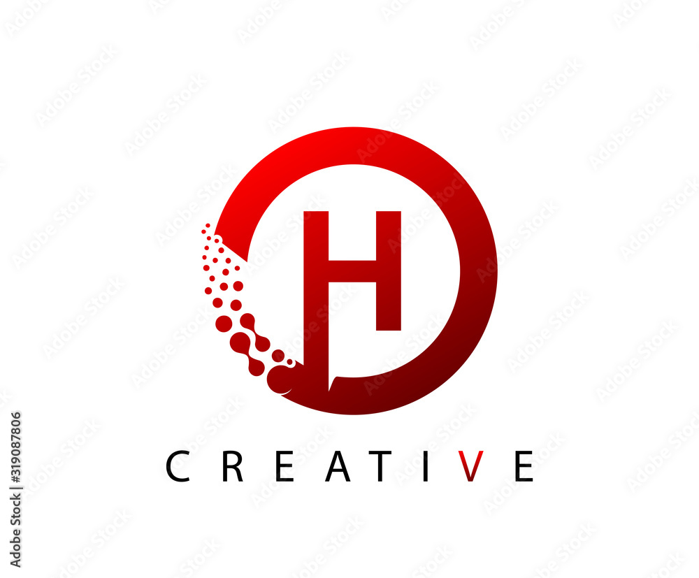 Circle H Letter Digital Network , abstract red H dotted logo design. Circle H Letter Digital Network , abstract red H dotted logo design.