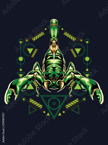 scorpion king zodiac illustrattion in sacred geometry