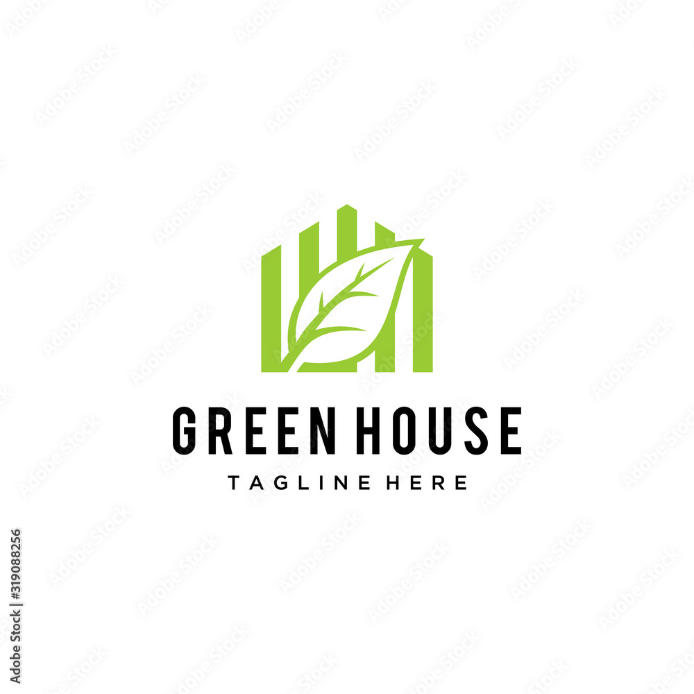 Illustration creative Modern natural leaf with house logo design