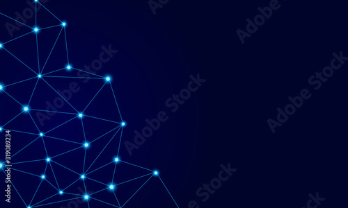 Abstract technology background. With glowing connection lines dots on dark background.