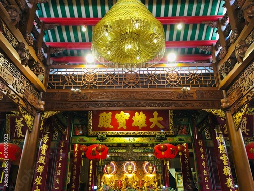 Chinese Buddha at Dragon Kammalawat Temple, Wat Lengnoeiyi Chinese buddhist temple in Bangkok, Thailand