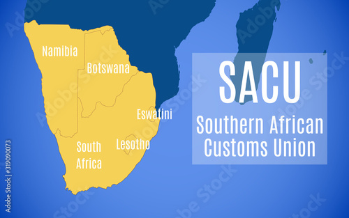 Vector map of the Southern African Customs Union (SACU)