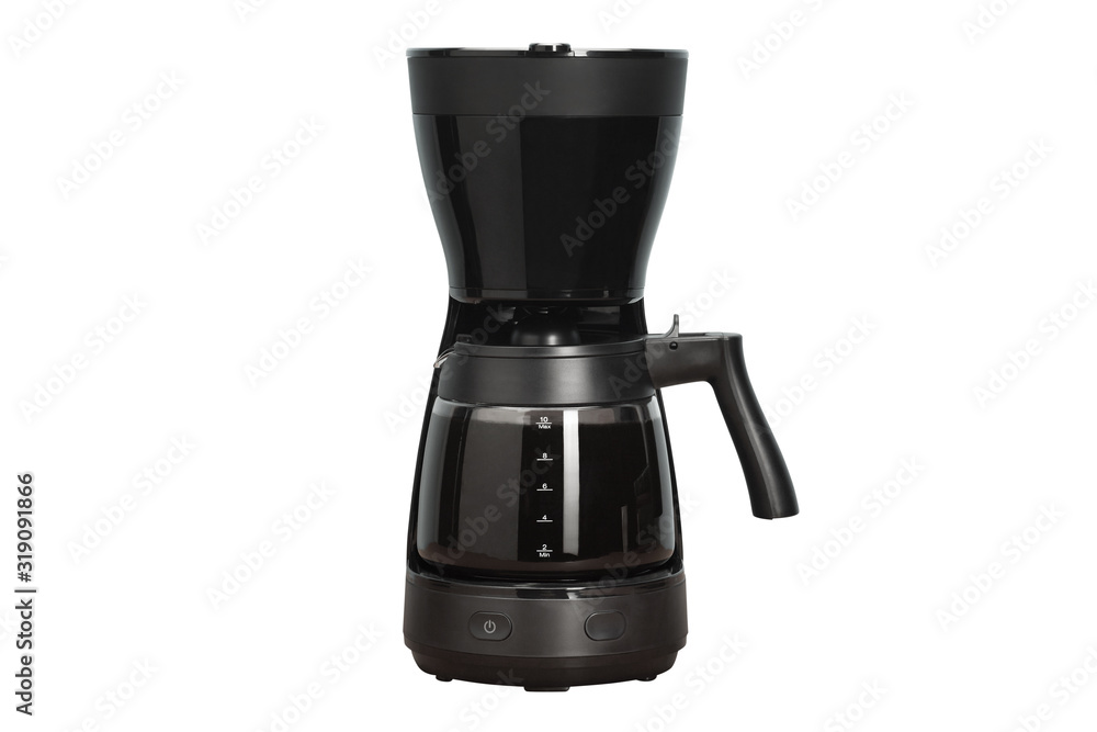 Coffee machine on white background, full coffee maker Coffee machine on white background, full coffee maker