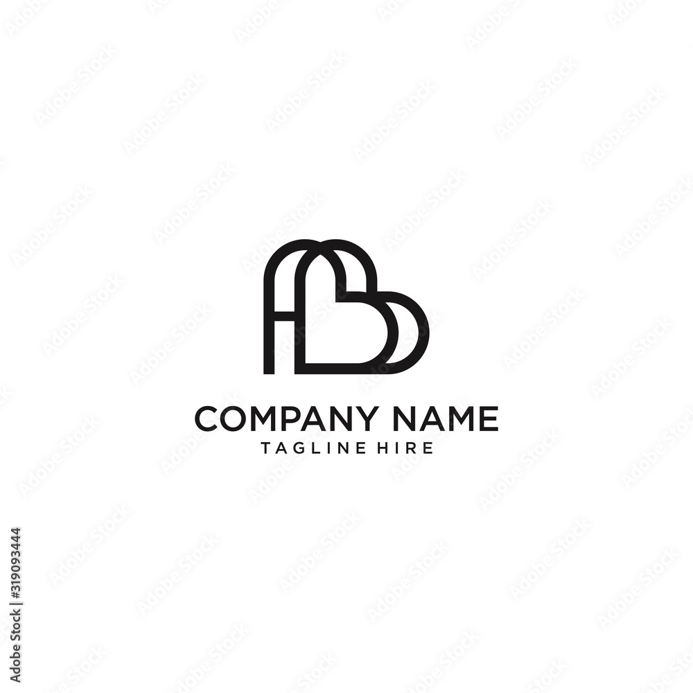 monogram logo heart that forms an initial BB. monogram logo heart that forms an initial BB.