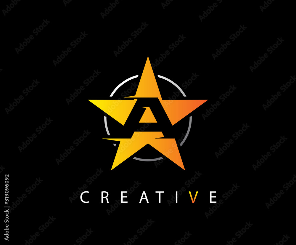 Letter A Fast Star, Technology and digital abstract line A network space logo. Letter A Fast Star, Technology and digital abstract line A network space logo.