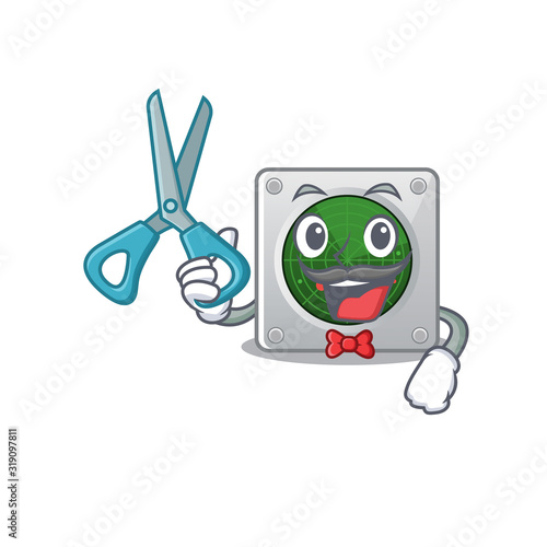 Smiley Funny Barber radar cartoon character design style