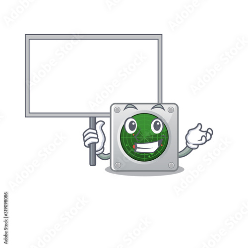 A cute picture of radar cute cartoon character bring a board