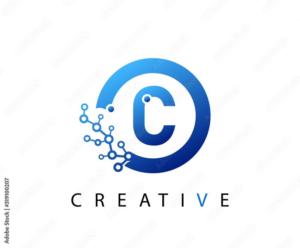 Circle C Letter Digital Network , abstract blue C technology logo design. Circle C Letter Digital Network , abstract blue C technology logo design.