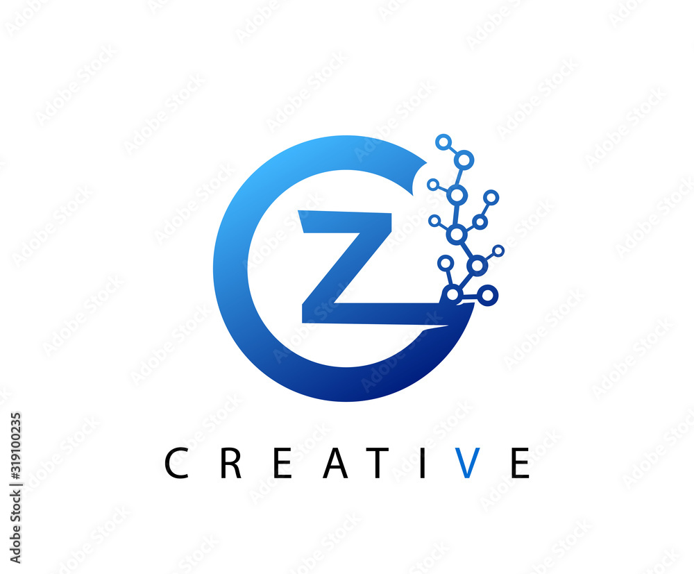 Circle Z Letter Digital Network , abstract blue Z technology logo design. Circle Z Letter Digital Network , abstract blue Z technology logo design.