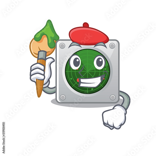 Cartoon character of radar Artist with a brush