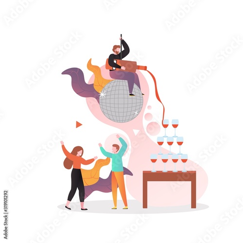 Disco party vector concept for web banner, website page