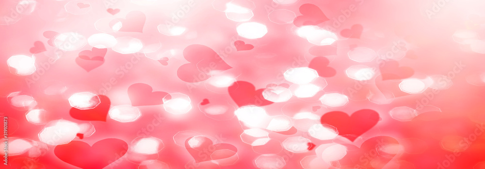 Abstract pastel background with heart glittering light bokeh concept for valentines day Love day Banners for websites Computer screen And beautiful design