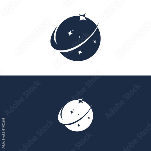 planet icon, circle planet logo