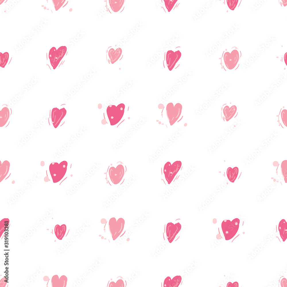 Seamless pattern with hearts. Valentines day background