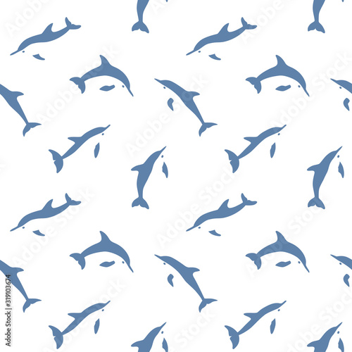 Dolphin seamless pattern. Vector illustration in abstract style on white background