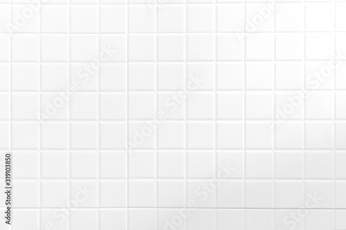 Canvas Print White tiles wall texture for the decoration of the cafe.