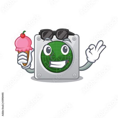 Radar mascot cartoon design with ice cream