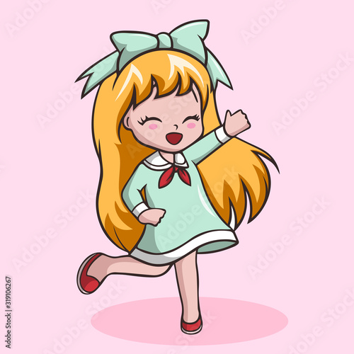 Cute little girl cartoon posing