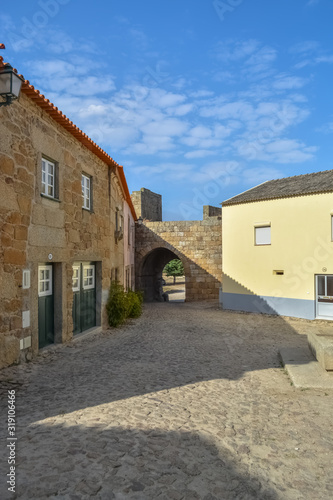 View at the exterior fortress, medieval village inside fortress castle of Castelo Mendo