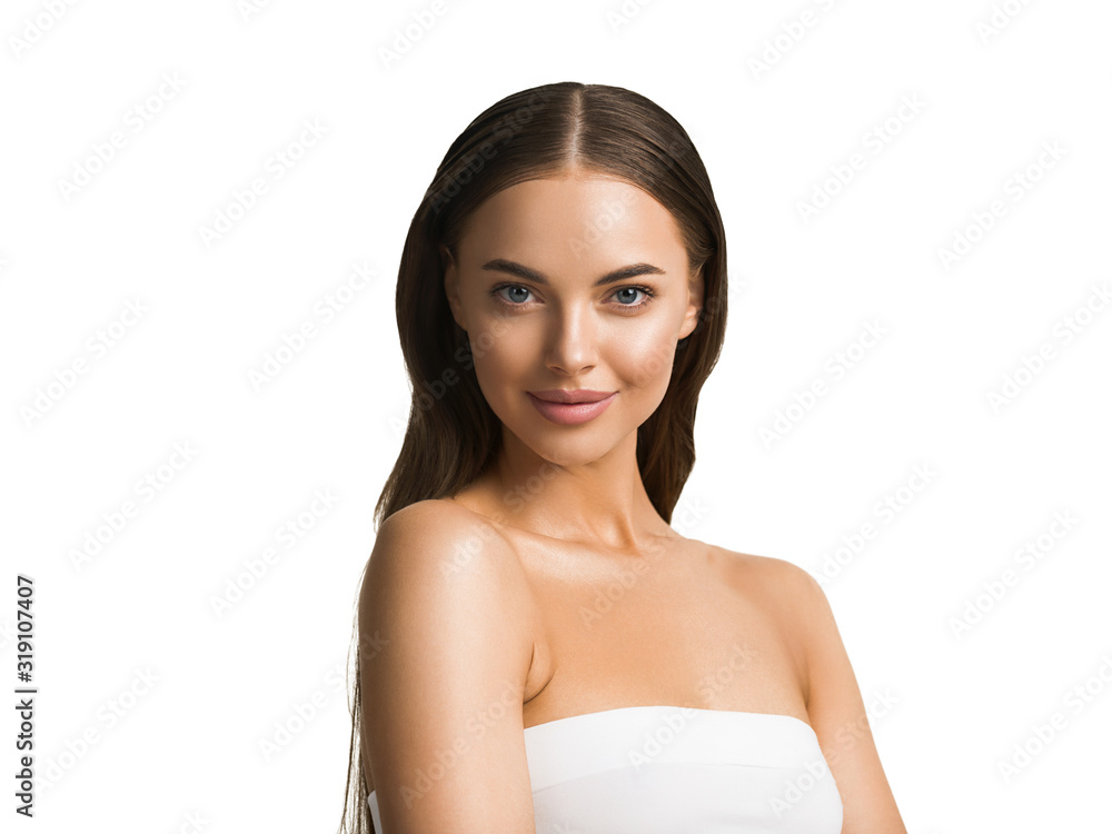 Healthy skin woman natural make up beauty young model isolated on white Healthy skin woman natural make up beauty young model isolated on white