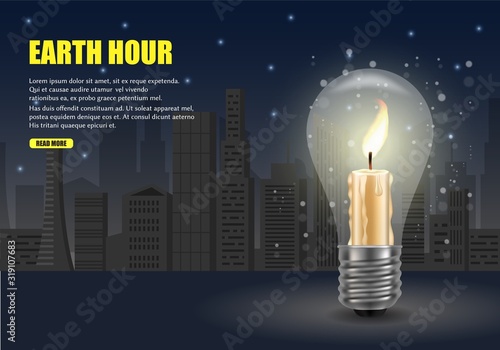 Earth hour worldwide movement vector web banner template