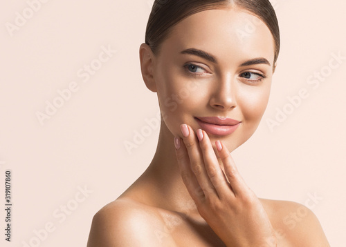 Woman beauty face healthy skin natural make up 