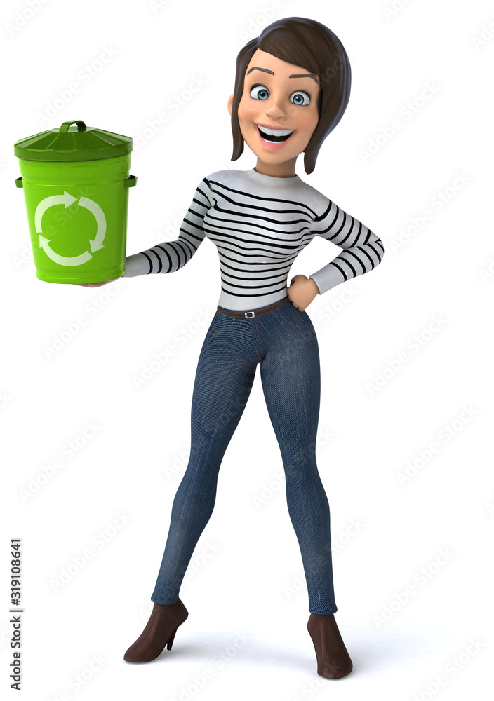 Fun 3D cartoon casual character woman Fun 3D cartoon casual character woman