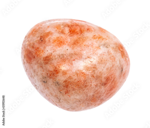 tumbled Sunstone (heliolite) gemstone isolated