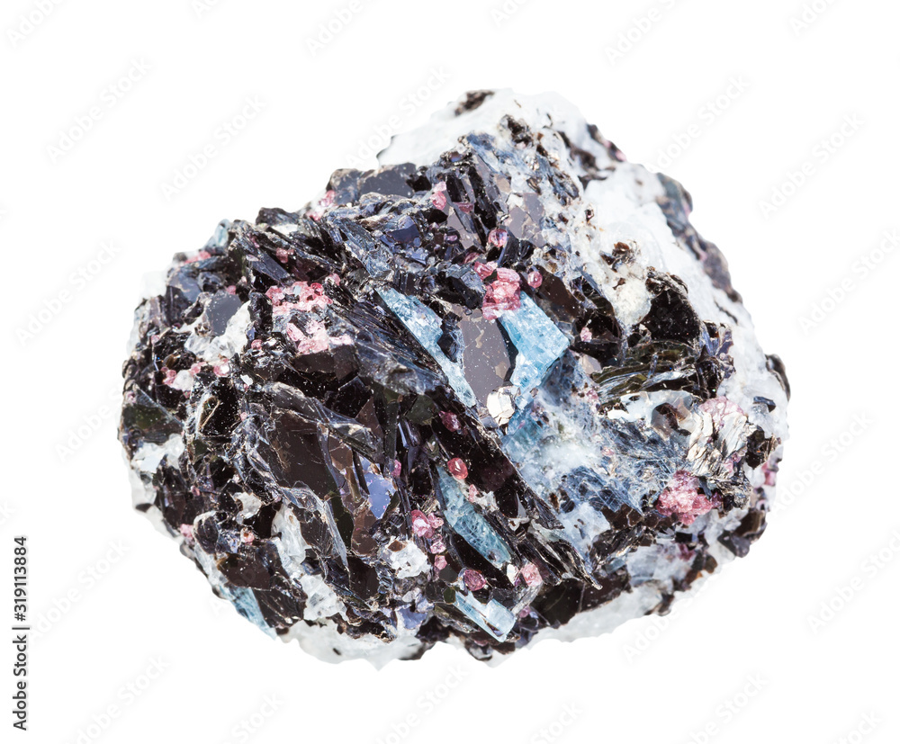 unpolished gneiss rock with crystals isolated