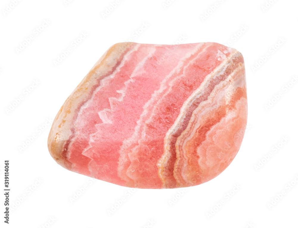 tumbled Rhodochrosite gemstone isolated