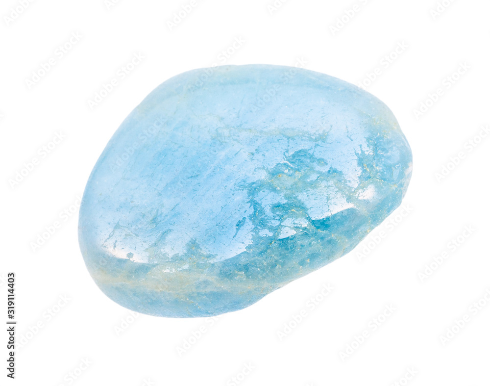 polished Aquamarine (blue Beryl) gemstone isolated
