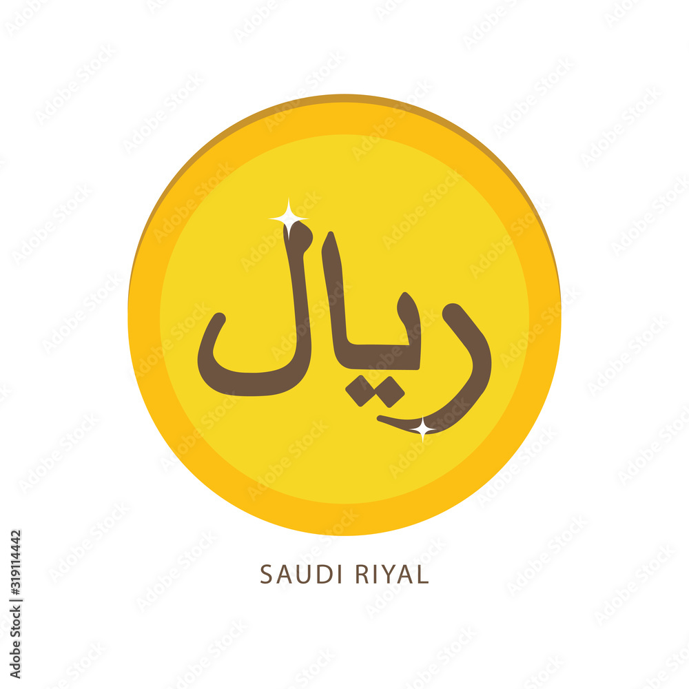 Golden Arabic riyal coin Stock Vector | Adobe Stock