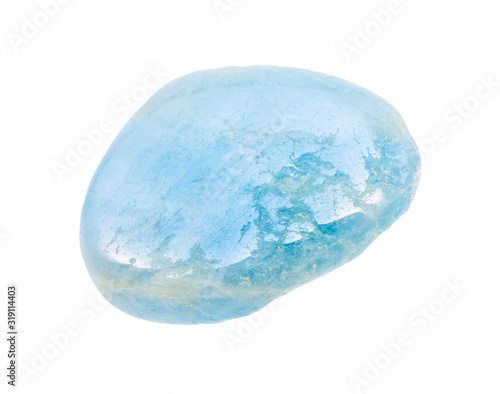polished Aquamarine (blue Beryl) gemstone isolated