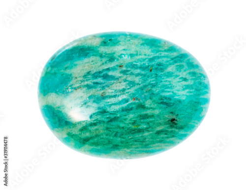 tumbled green Amazonite gem stone isolated