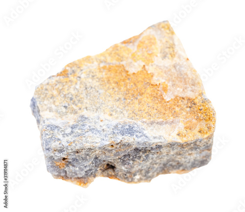 piece of raw Corundum rock isolated on white