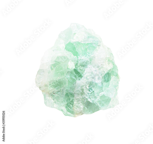 unpolished green Fluorite (fluorspar) ore isolated