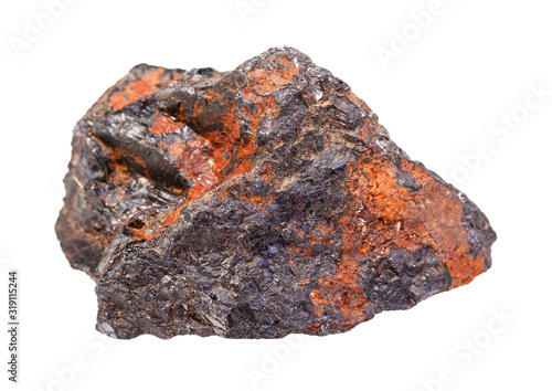 Wolframite (tungsten ore) rock isolated on white