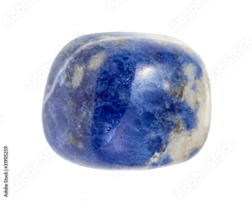 rolled Lazurite (lapis) gem stone isolated