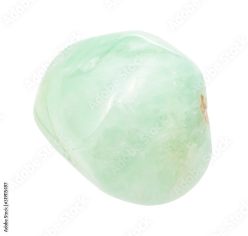 polished Prehnite gemstone isolated on white