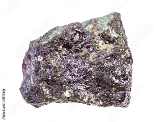 raw Bornite (peacock ore) rock isolated on white
