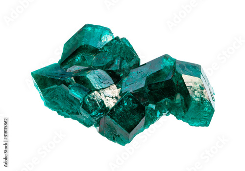 raw emerald-green Dioptase crystals isolated