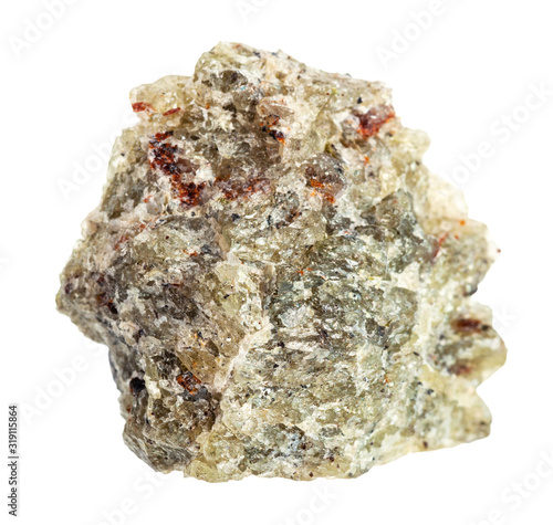 raw Olivine rock isolated on white