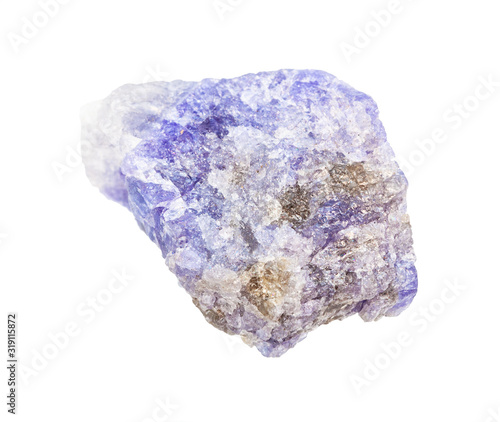 raw Tanzanite (blue violet zoisite) rock isolated