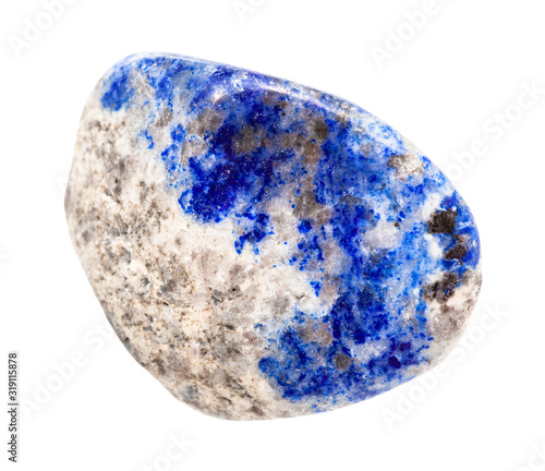 tumbled Lapis lazuli (Lazurite) gem stone isolated
