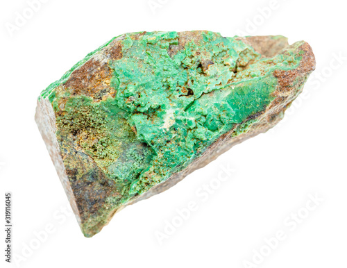 unpolished Garnierite (geen nickel ore)rock isolated photo