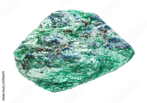 unpolished Fuchsite (chrome mica) rock isolated